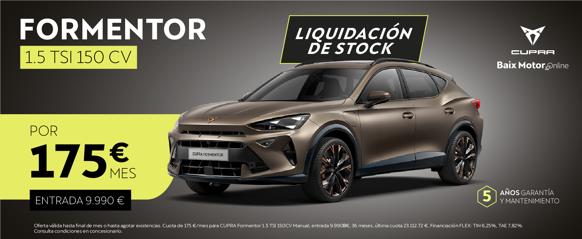 Cupra Nuevo Formentor por 175€/mes*